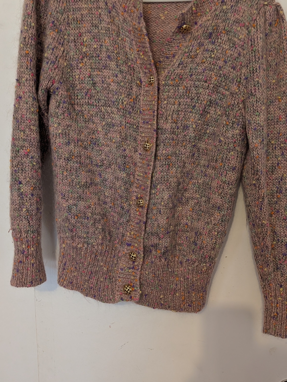 Elias The Brand Vintage Purple Speckled Knit Cardigan - Small